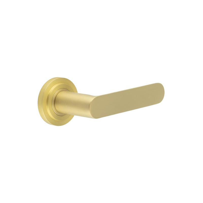 High quality image of Burlington - Kensington Door Handles Stepped Rose Satin Brass Sku. BUR25KIT237