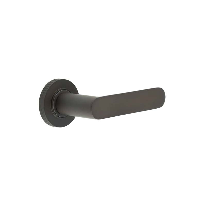 High quality image of Burlington - Kensington Door Handles Knurled Rose Dark Bronze Sku. BUR25KIT83