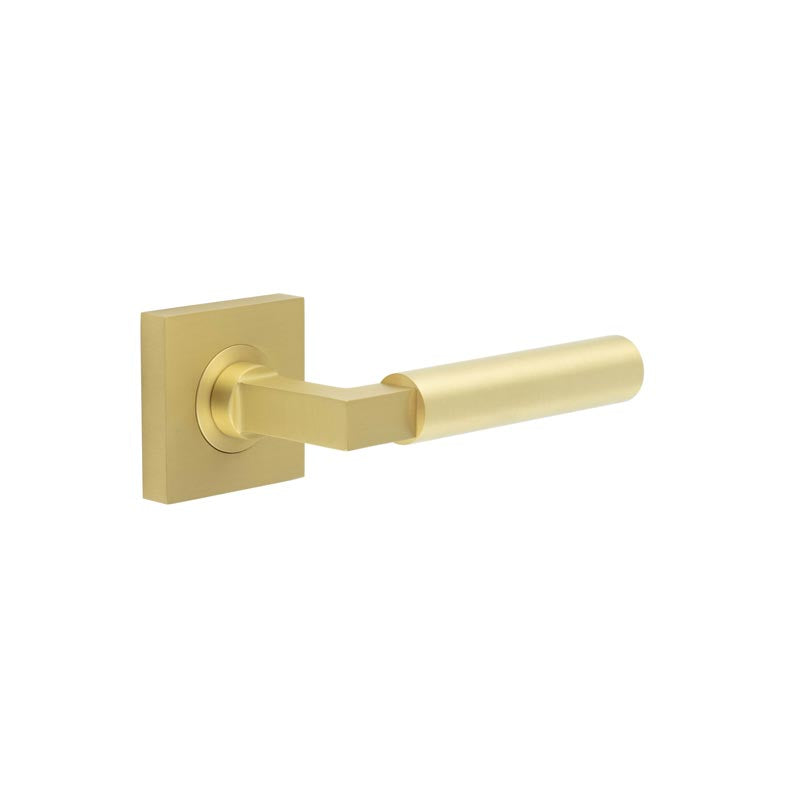High quality image of Burlington - Westminster Door Handles Square Plain Satin Brass Sku. BUR30KIT240