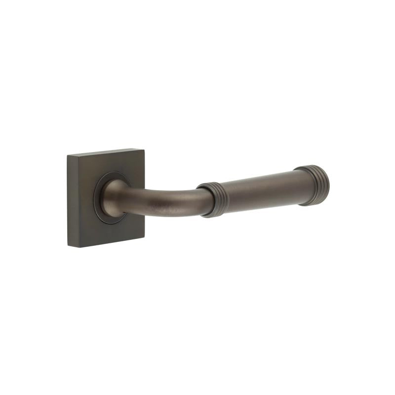 High quality image of Burlington - Highgate Door Handles Square Plain Dark Bronze Sku. BUR35KIT84