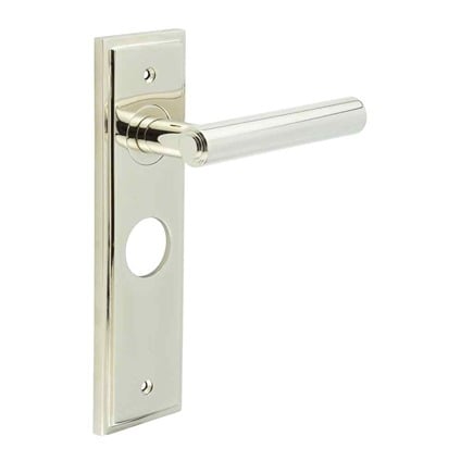 High quality image of Burlington - Richmond Door Handle Bathroom Backplate Dark Bronze Sku. BUR45KIT166