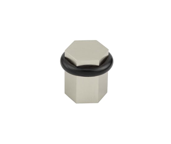 High quality image of Burlington - Hexagonal Floor Mounted Doorstops Satin Nickel Sku. BUR965SN