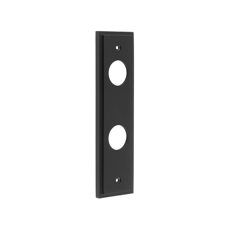 Frelan Hardware Door Furniture Black Burlington - 200x55mm MB Bath 78mm C/C Backplates for lever on rose