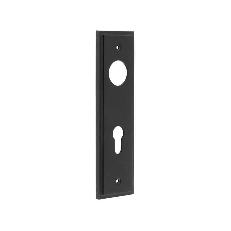 Frelan Hardware Door Furniture Black / Lock & Latch Plates Burlington - 200x55mm MB Euro 72mm C/C Backplates for lever on rose