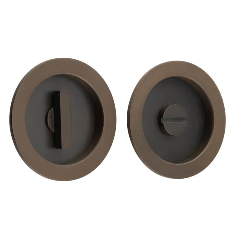 Frelan Hardware Door Furniture Dark Bronze / Flush Pull / Round Burlington - 65x12x3mm DB round concealed WC flush pull set
