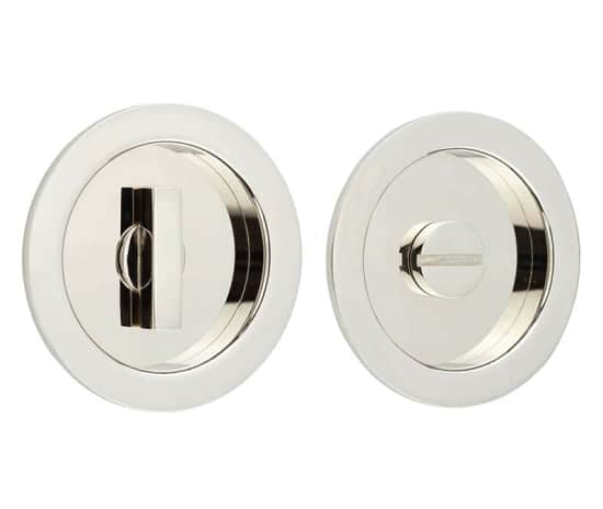 Frelan Hardware Door Furniture Polished Nickel / Flush Pull / Round Burlington - 65x12x3mm PN round concealed WC flush pull set