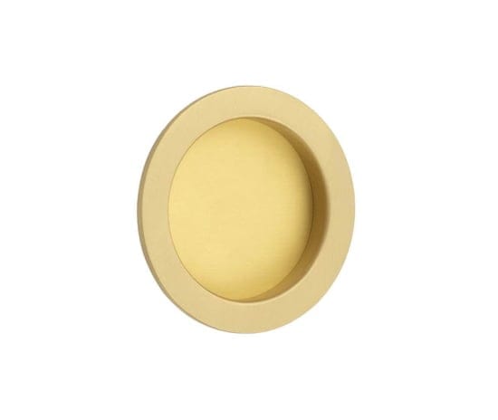 Frelan Hardware Door Furniture Satin Brass / Flush Handle / Round Burlington - 65x12x3mm SB round concealed flush pull