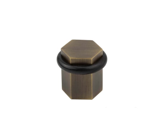Frelan Hardware Door Furniture Antique Brass / Floor Door Stop Burlington - AB hexagonal floor mounted door stop