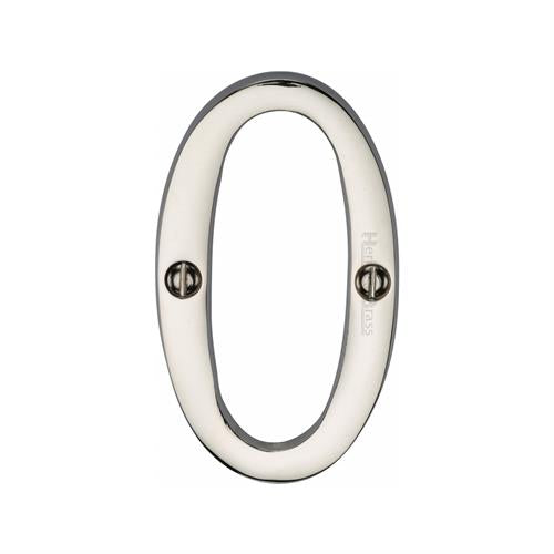 Heritage Brass Numeral 0 Face Fix 76mm (3") Polished Nickel Finish