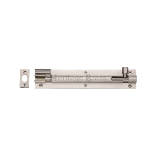 Heritage Brass Door Bolt Necked 6 x 1 Satin Nickel Finish