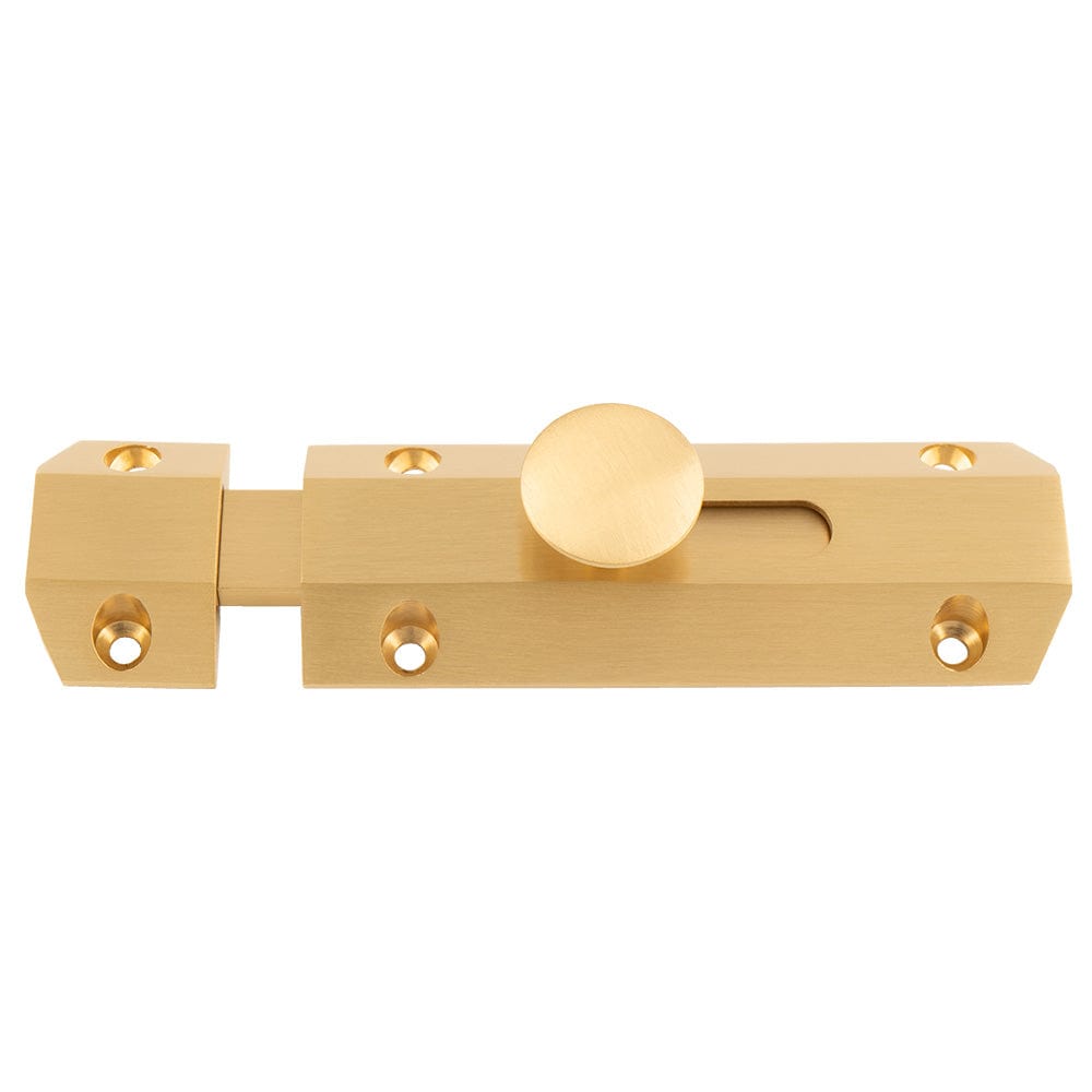 Carlisle Brass Accessories Satin Brass / Surface Bolt Carlisle Brass - 102 x 36mm surface bolt c/w keep flat & angled mortice keeps - satin brass