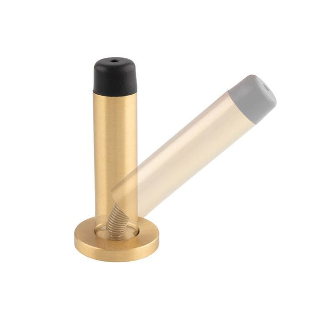 Carlisle Brass Door Furniture Satin Brass / Projection Door Stop Carlisle Brass - Sprung Wall Mounted Doorstop On Rose - Satin Brass