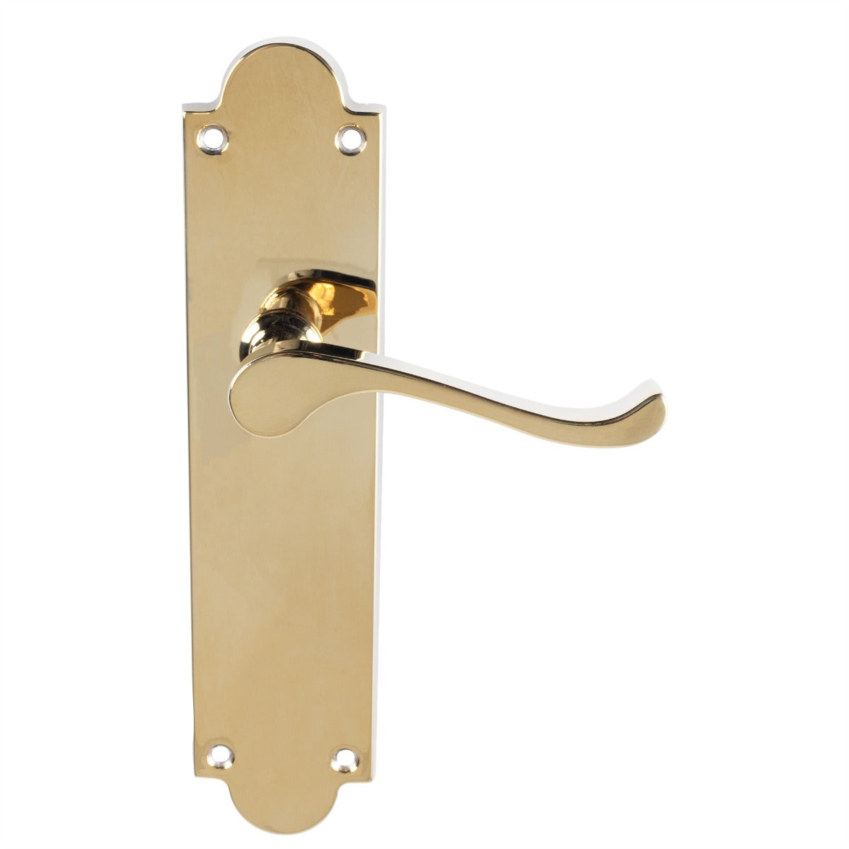 High quality image of Carlisle Brass - Victorian Scroll Lever On Shaped Backplate - Latch - Polished Brass | Sku. cbs67 | Trade Door Handles.