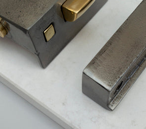 Image showing a close up image of a From The Anvil Rim Latch.  Available to order from Trade Door Handles in Kendal