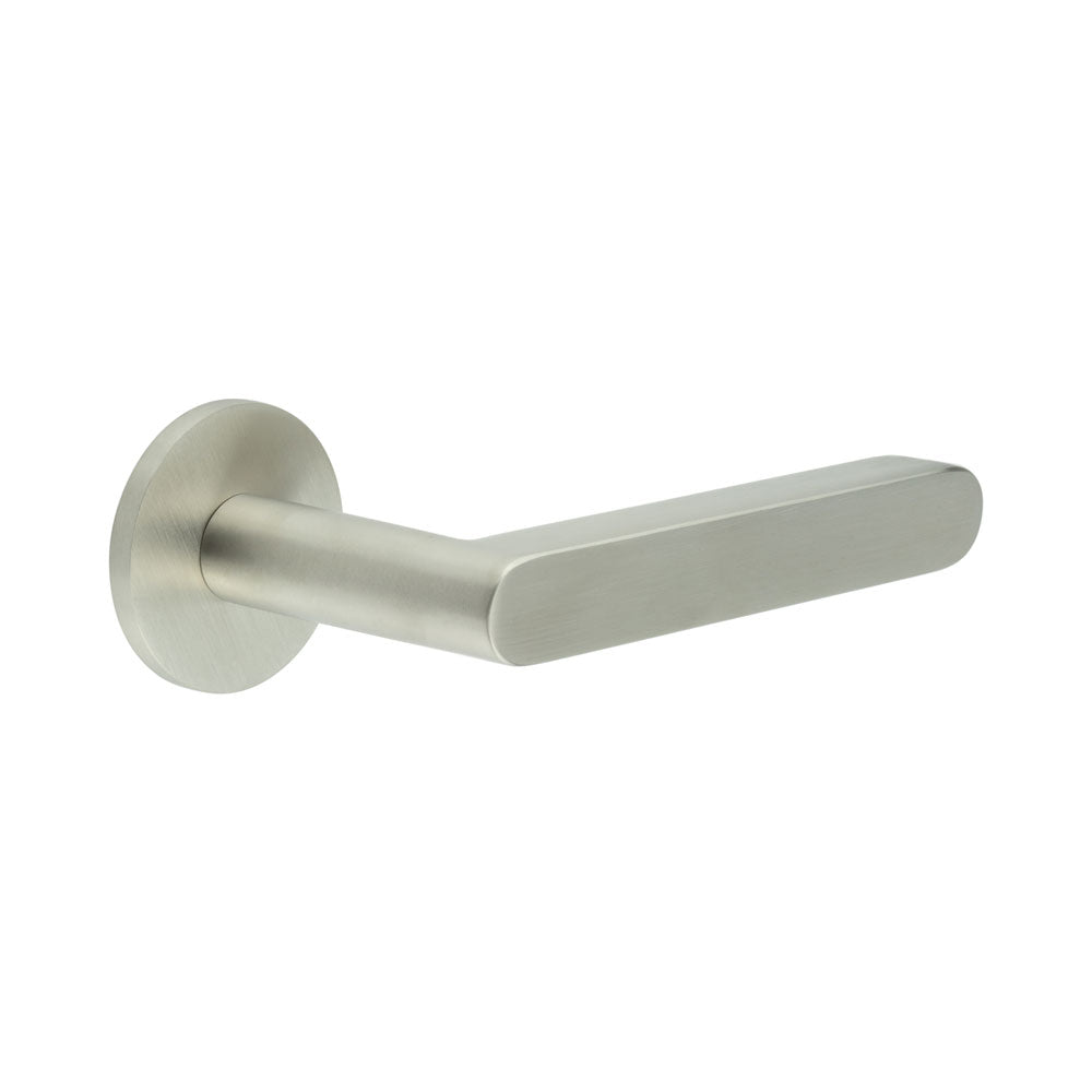 High quality image of CRES - CR-101 Satin Stainless Steel Unsprung Round Rose Door Handle Sku. CR-101A2SSS