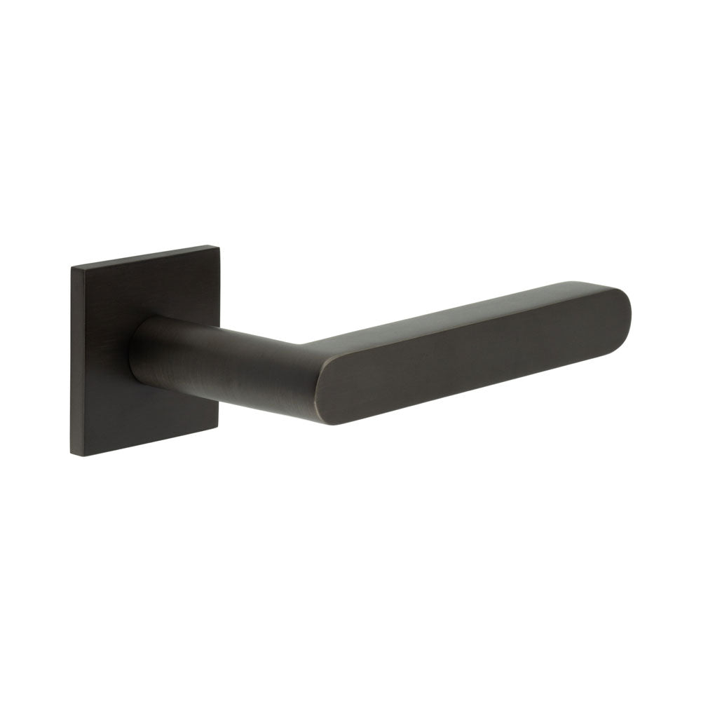 High quality image of CRES - CR-101 Dark Bronze Sprung Square Rose Door Handle Sku. CR-101B1DB