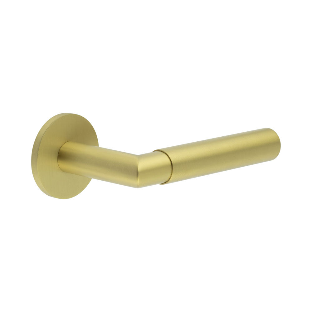 High quality image of CRES - CR-102 Satin Brass Fixed Dead Round Rose Door Handle Sku. CR-102A3SB