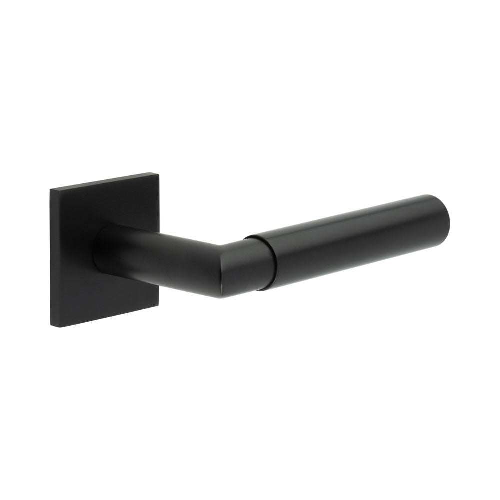 High quality image of CRES - CR-102 Black Sprung Square Rose Door Handle Sku. CR-102B1MB