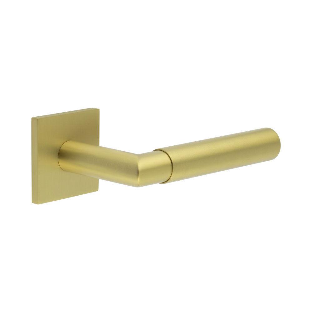 High quality image of CRES - CR-102 Satin Brass Fixed Dead Square Rose Door Handle Sku. CR-102B3SB