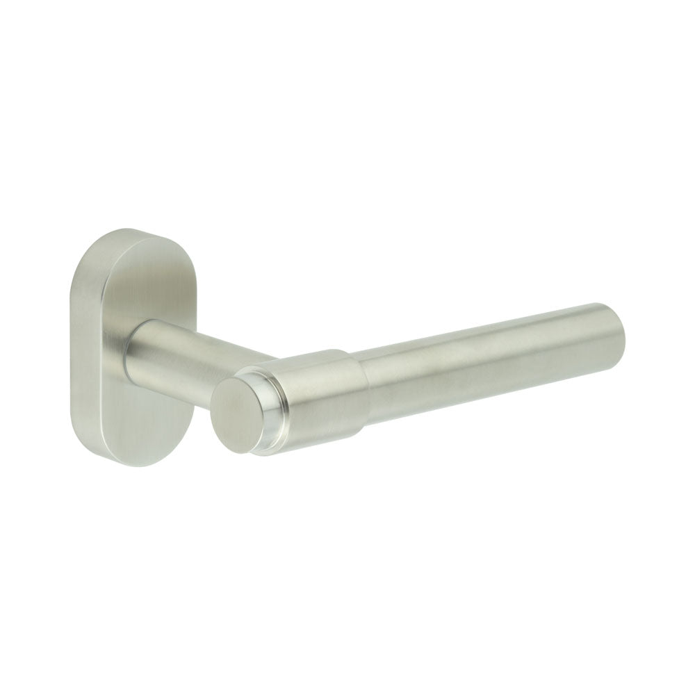 High quality image of CRES - CR-103 Satin Stainless Steel Multi Point Oval Rose Door Handle Sku. CR-103C4SSS