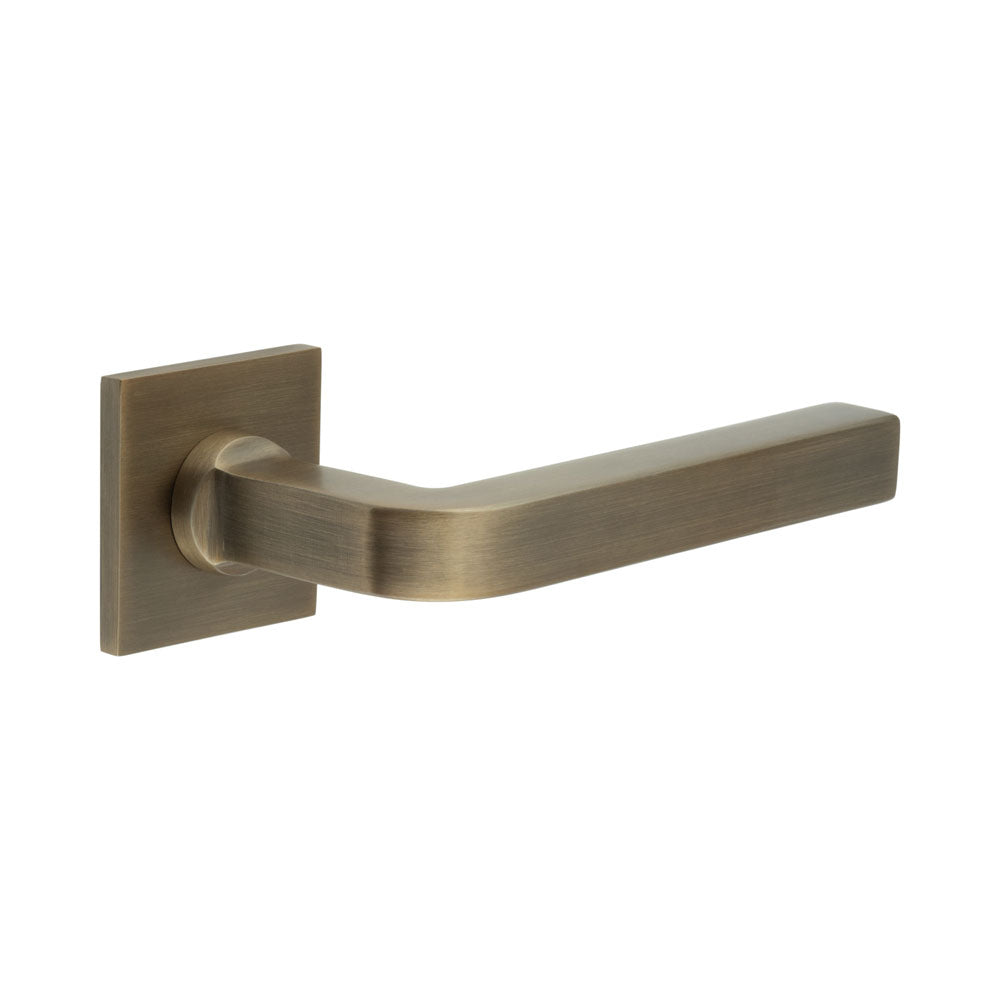 High quality image of CRES - CR-104 Antique Brass Fixed Dead Square Rose Door Handle Sku. CR-104B3AB