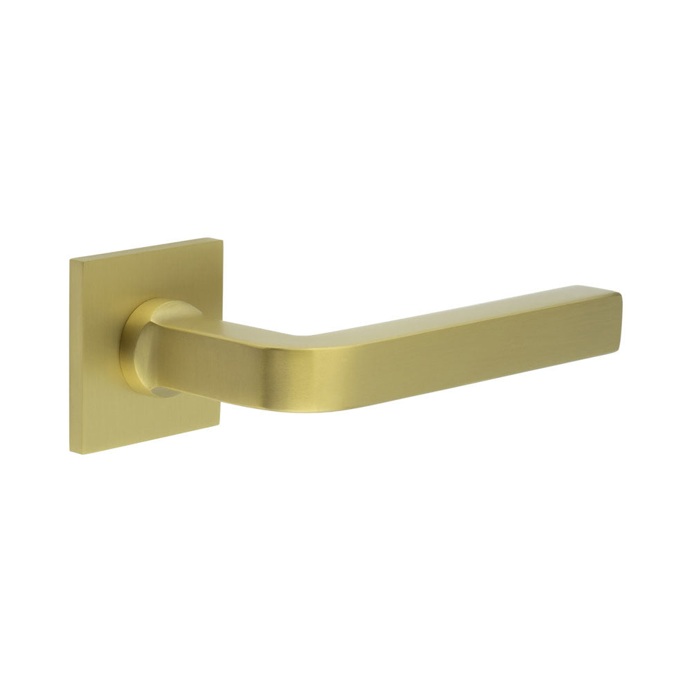 High quality image of CRES - CR-104 Satin Brass Fixed Dead Square Rose Door Handle Sku. CR-104B3SB