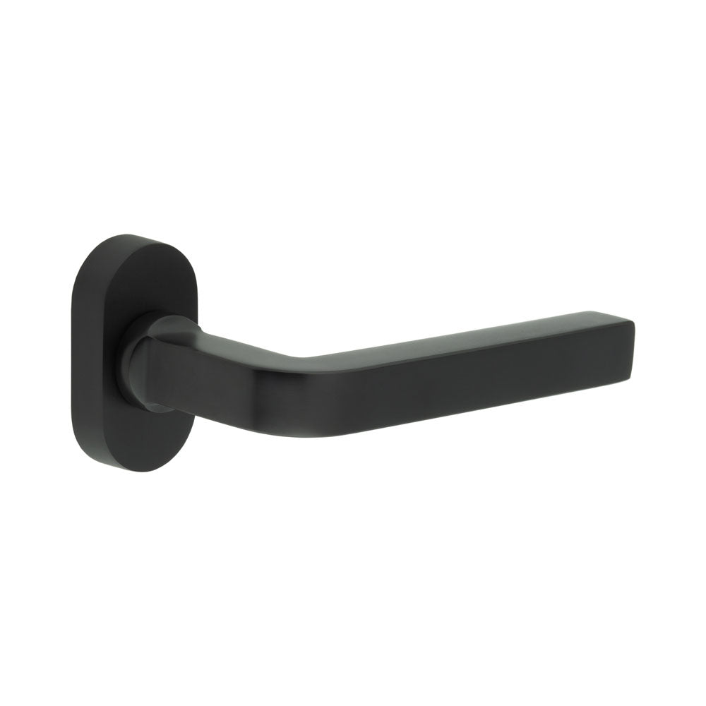 High quality image of CRES - CR-104 Black Multi Point Oval Rose Door Handle Sku. CR-104C4MB