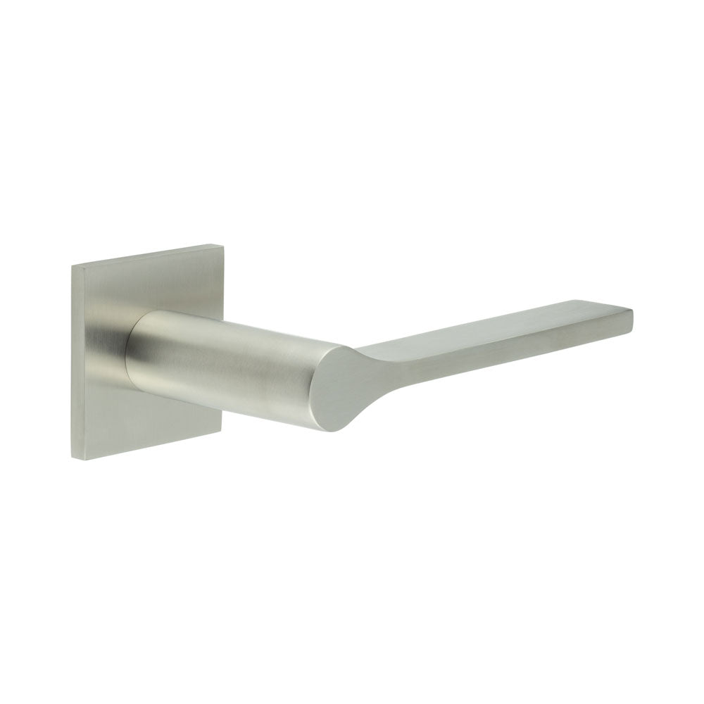 High quality image of CRES - CR-105 Satin Stainless Steel Sprung Square Rose Door Handle Sku. CR-105B1SSS