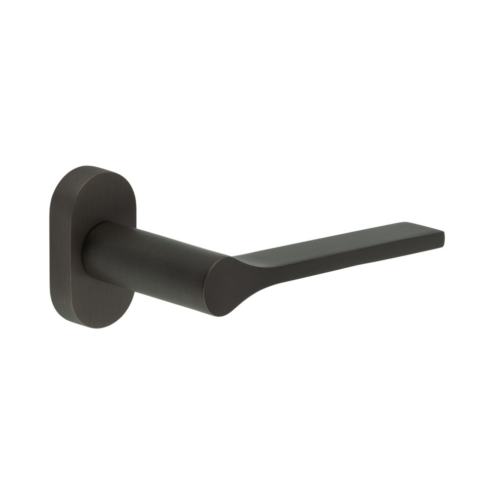 High quality image of CRES - CR-105 Dark Bronze Multi Point Oval Rose Door Handle Sku. CR-105C4DB