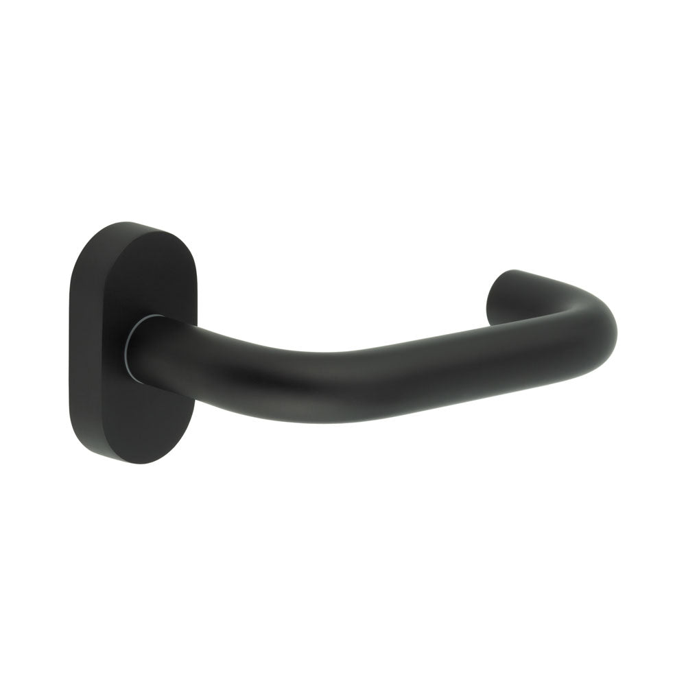 High quality image of CRES - CR-106 Black Multi Point Oval Rose Door Handle Sku. CR-106C4MB