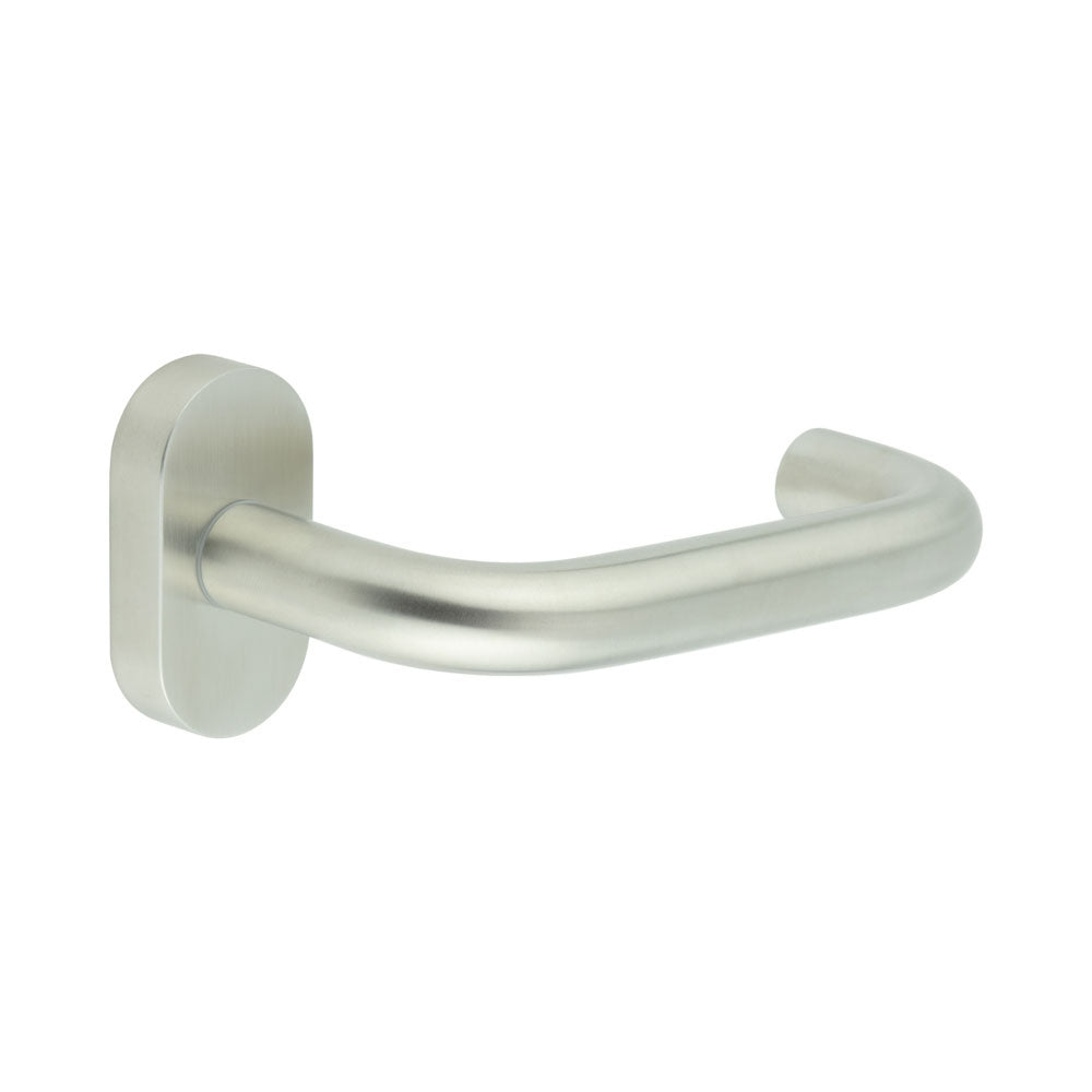 High quality image of CRES - CR-106 Satin Stainless Steel Multi Point Oval Rose Door Handle Sku. CR-106C4SSS