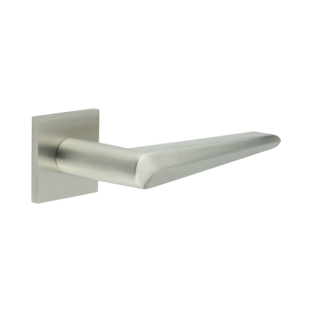 High quality image of CRES - CR-107 Satin Stainless Steel Unsprung Square Rose Door Handle Sku. CR-107B2SSS