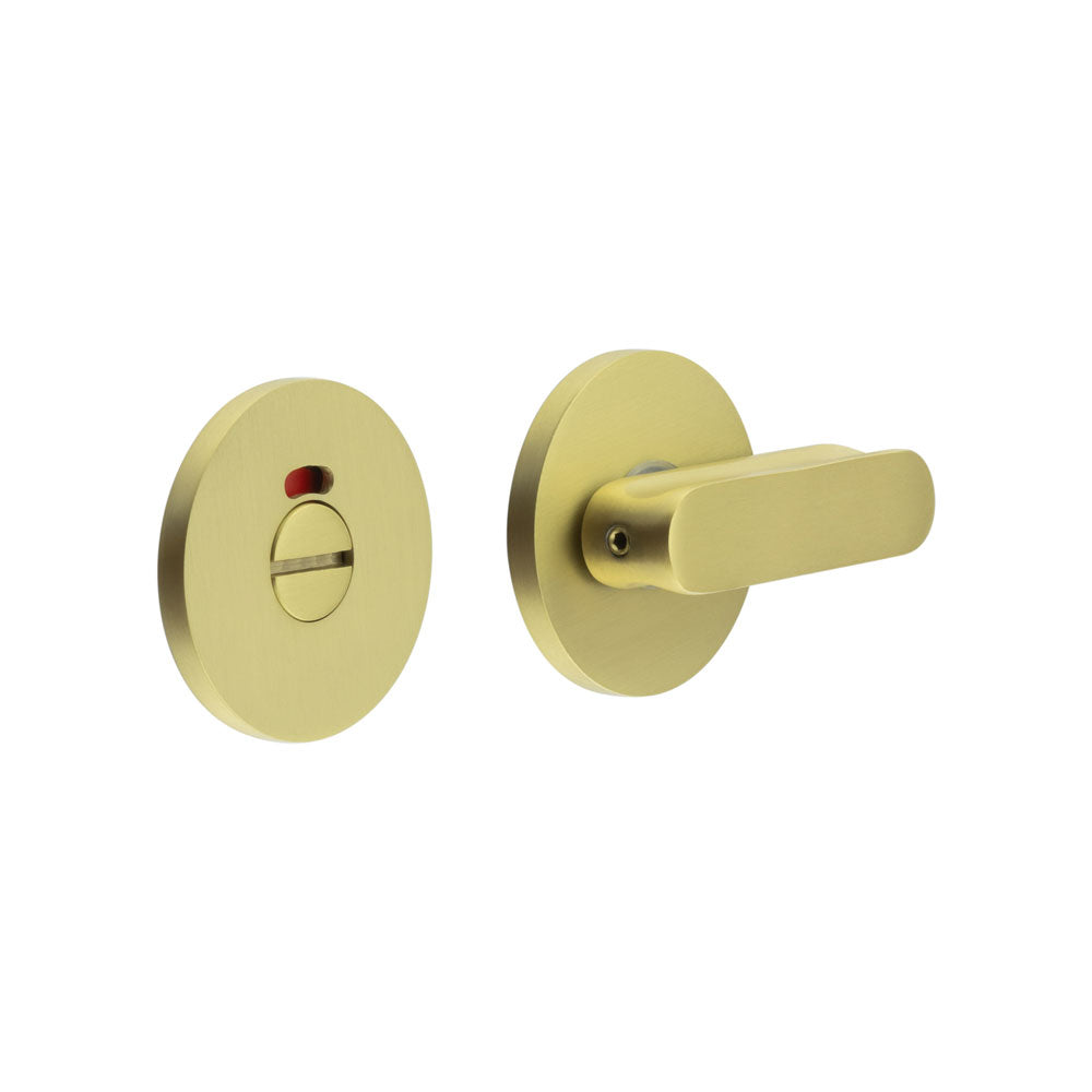 High quality image of CRES - CR-803 Satin Brass Thumb Turn & Lock Round Rose w/ Indicator Sku. CR-803AJ7SB