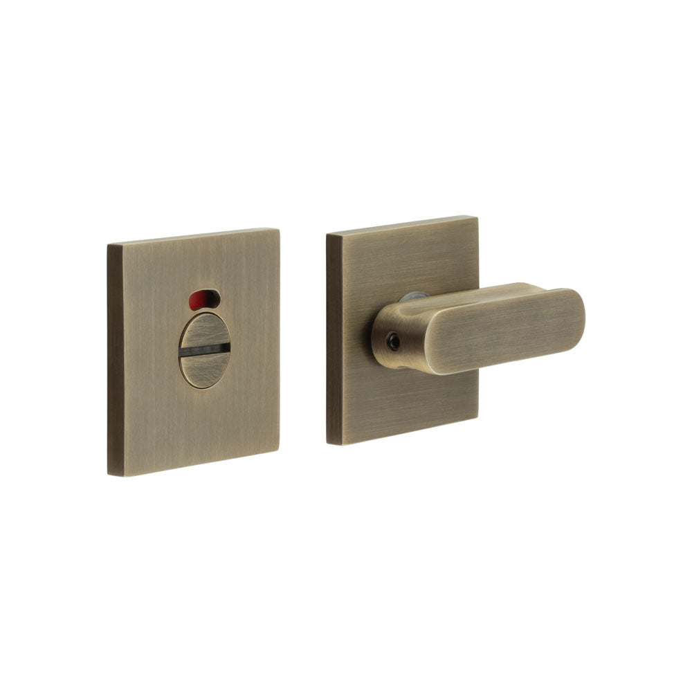 High quality image of CRES - CR-803 Antique Brass Thumb Turn & Lock Square Rose w/ Indicator Sku. CR-803BK7AB