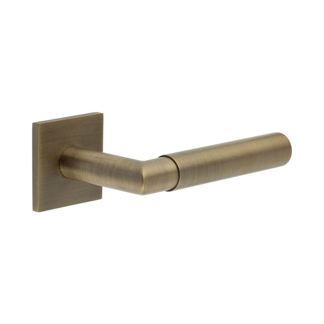 CRES Door Furniture Antique Brass / Square Rose / Unsprung Rose CRES - CR-102 Antique Brass Unsprung Square Rose Door Handle