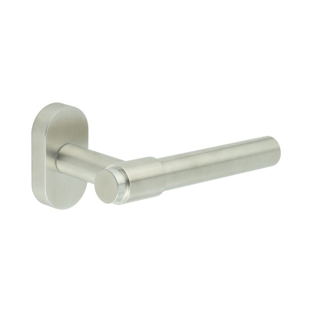 CRES Door Furniture Satin Stainless Steel / Multi Point Handles on Rose CRES - CR-103 Satin Stainless Steel Multi Point Oval Rose Door Handle