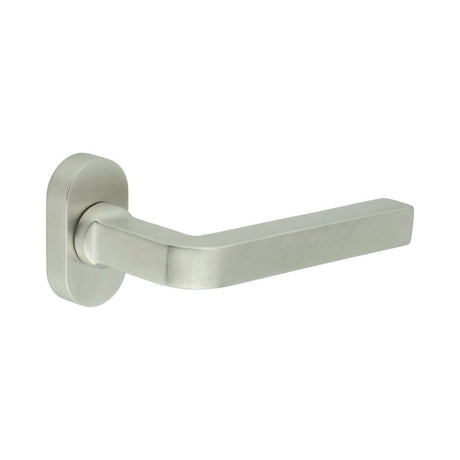 CRES Door Furniture Satin Stainless Steel / Multi Point Handles on Rose CRES - CR-104 Satin Stainless Steel Multi Point Oval Rose Door Handle