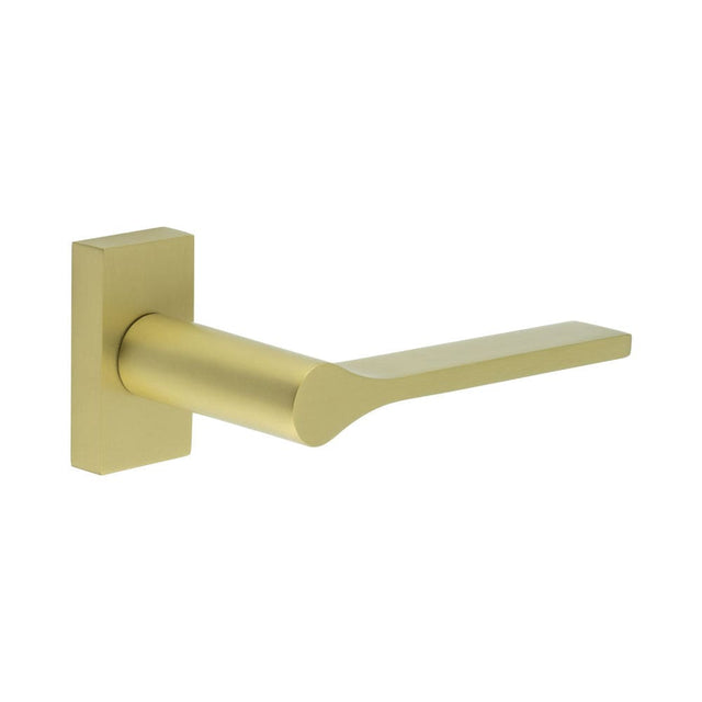 CRES Door Furniture Satin Brass / Multi Point Handles on Rose CRES - CR-105 Satin Brass Multi Point Rectangular Rose Door Handle