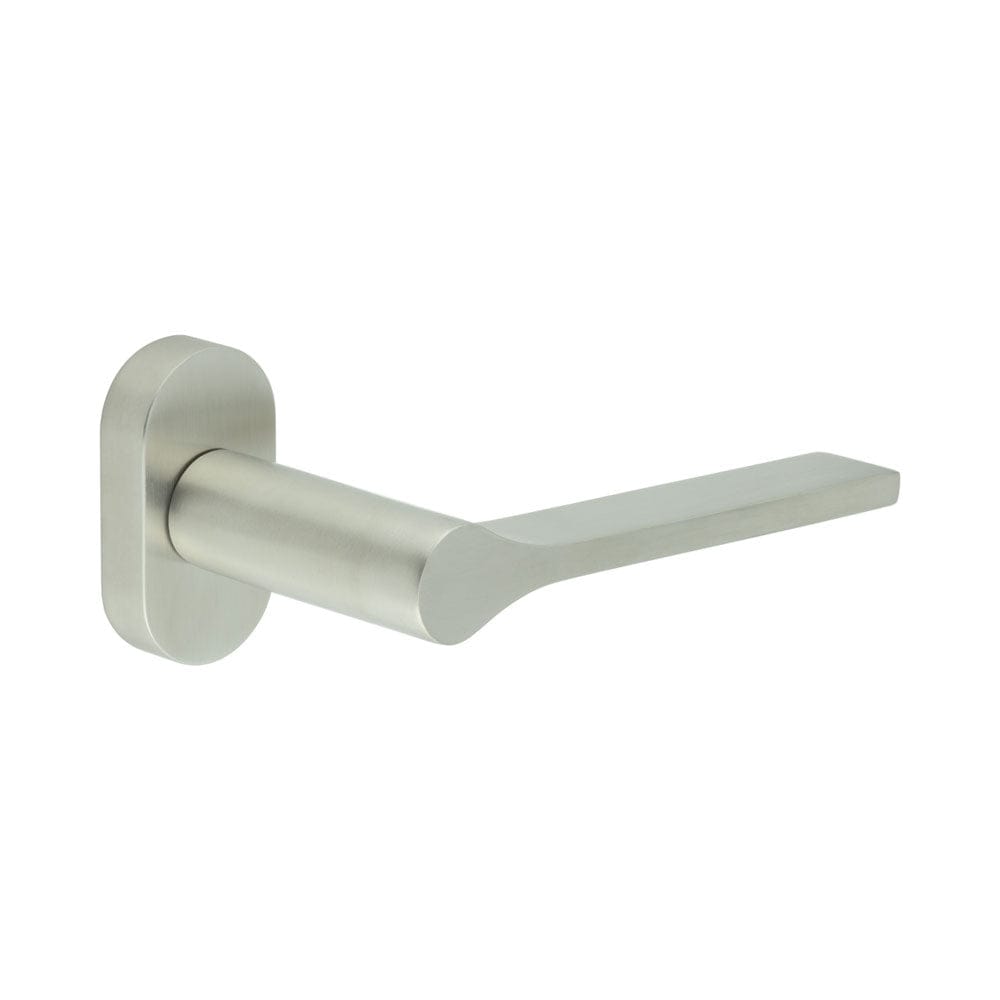CRES Door Furniture Satin Stainless Steel / Multi Point Handles on Rose CRES - CR-105 Satin Stainless Steel Multi Point Oval Rose Door Handle