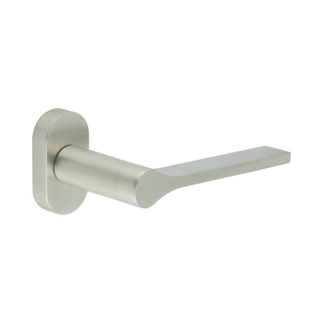 CRES Door Furniture Satin Stainless Steel / Multi Point Handles on Rose CRES - CR-105 Satin Stainless Steel Multi Point Oval Rose Door Handle
