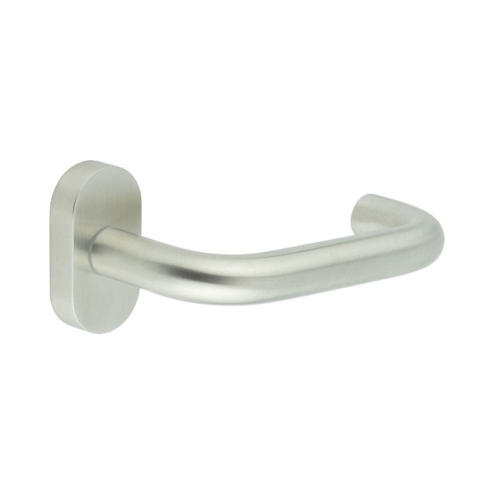 CRES Door Furniture Satin Stainless Steel / Multi Point Handles on Rose CRES - CR-106 Satin Stainless Steel Multi Point Oval Rose Door Handle