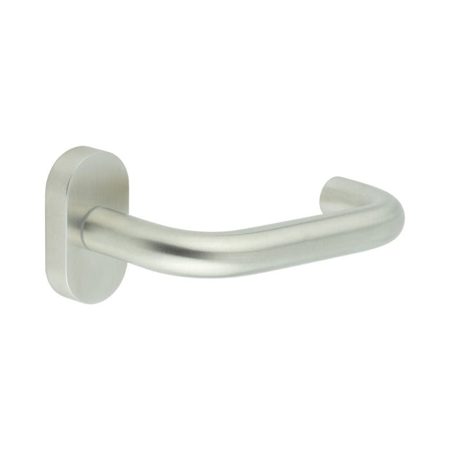 CRES Door Furniture Satin Stainless Steel / Multi Point Handles on Rose CRES - CR-106 Satin Stainless Steel Multi Point Oval Rose Door Handle