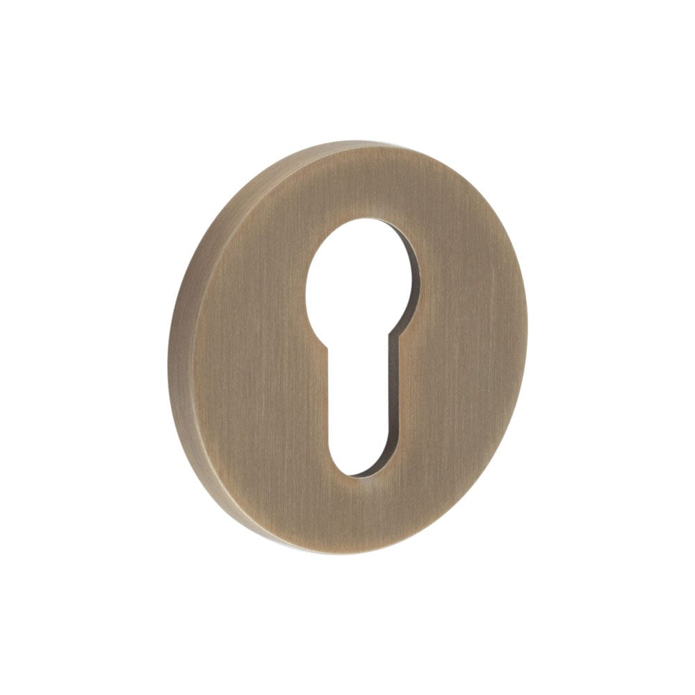 CRES Door Furniture Antique Brass / Euro Profile Escutcheons CRES - CR-S10 Antique Brass Euro Keyway Round Rose Escutcheon