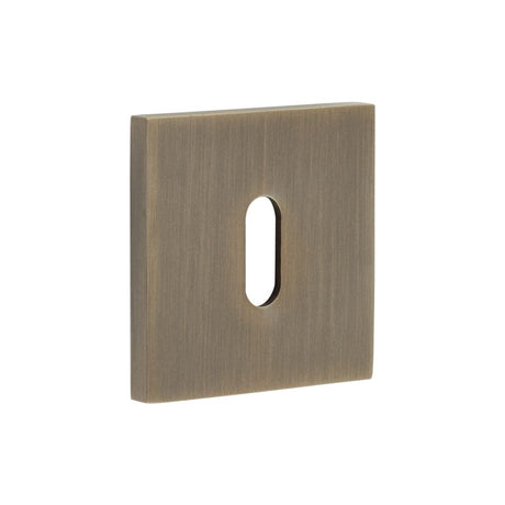 CRES Door Furniture Antique Brass / Mortice Key Profile Escutcheons CRES - CR-T10 Antique Brass Standard Keyway Square Rose Escutcheon