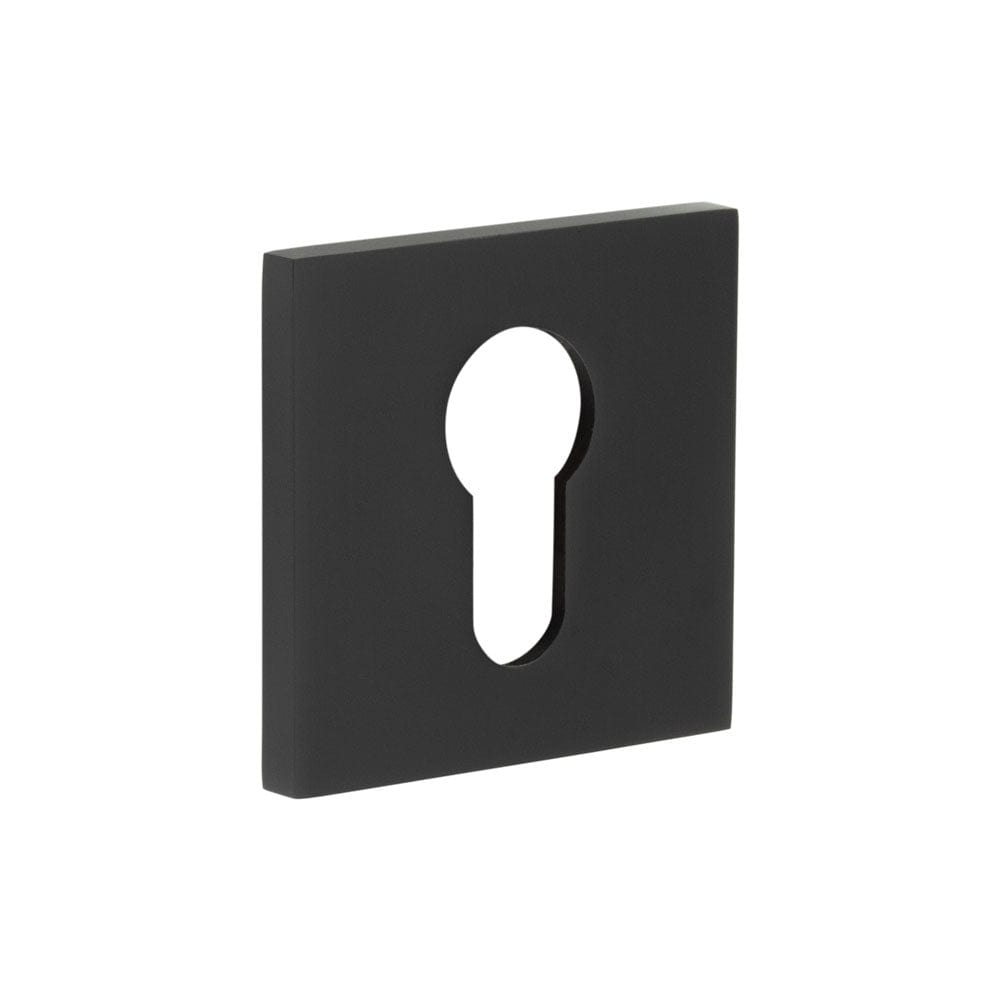 CRES Door Furniture Black / Euro Profile Escutcheons CRES - CR-T10 Black Euro Keyway Square Rose Escutcheon
