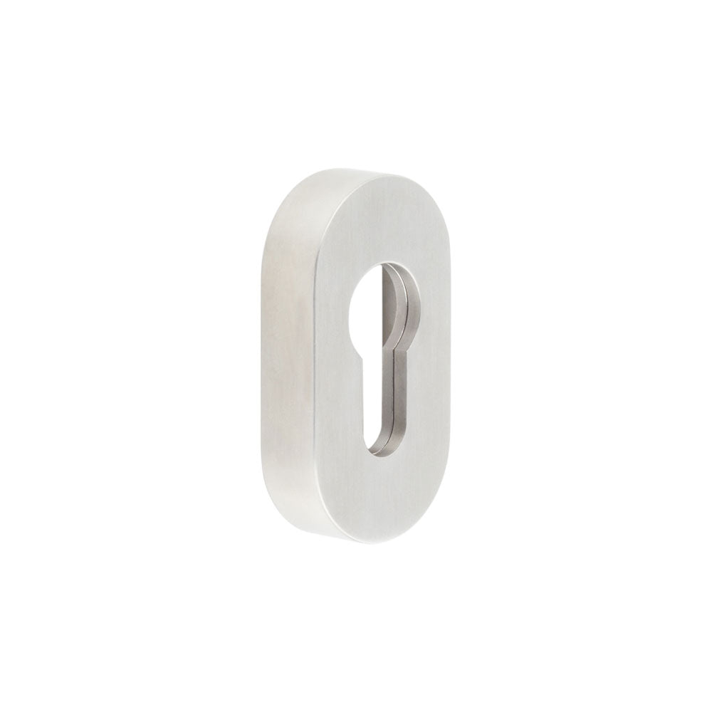 High quality image of CRES - Oval Satin Stainless Steel Euro Escutcheon Sku. CRES403SSS