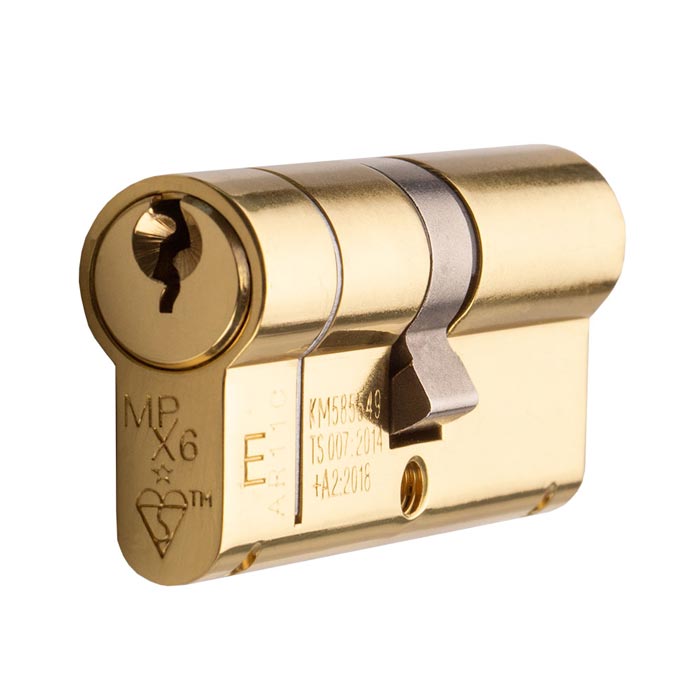 High quality image of Eurospec - Mpx6 Euro Double Cylinder 70mm Ktd - Polished Brass | Sku. cyx71270pb | Trade Door Handles.