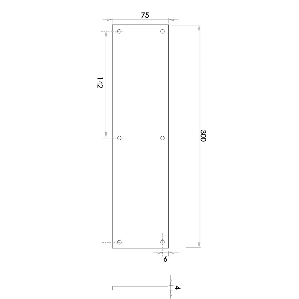 Technical drawing of of Frelan - Antique Range Finger Plates 300x70mm Black Sku. JAB56