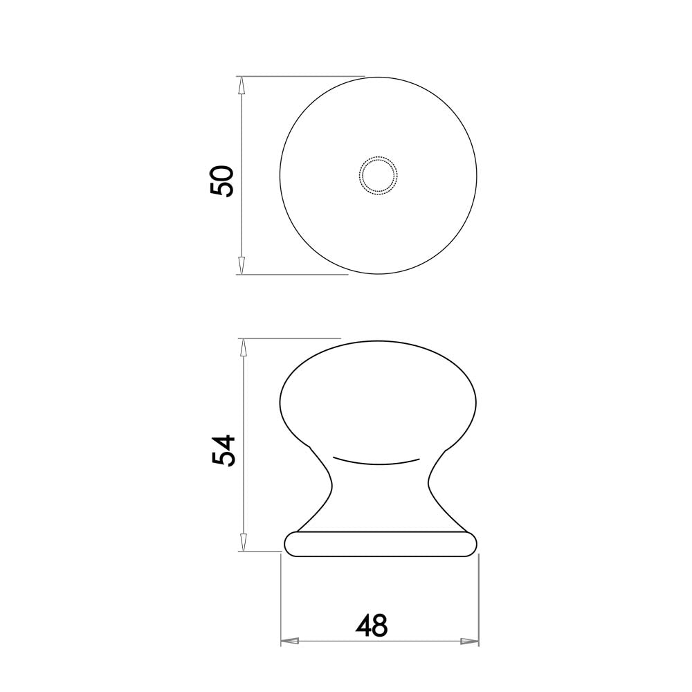 Technical drawing of of Frelan - Jedo Porcelain Cupboard Knobs 50mm Goldline White Sku. JC26
