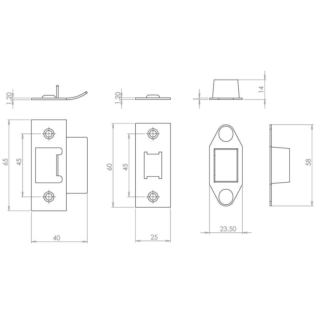 Technical drawing of of Frelan - Jedo Accessory Packs for Heavy Duty Tubular Latches Satin Stainless Steel Sku. JL-ACTSS